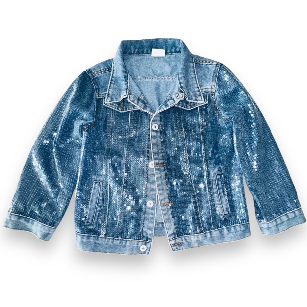 Kids Blue Sequin Jean Jacket